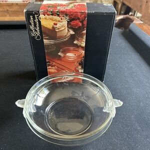 Vintage Glass Serving Bowl  Walther Glas Siebenstern Satin Rose Collect 8 Inch
